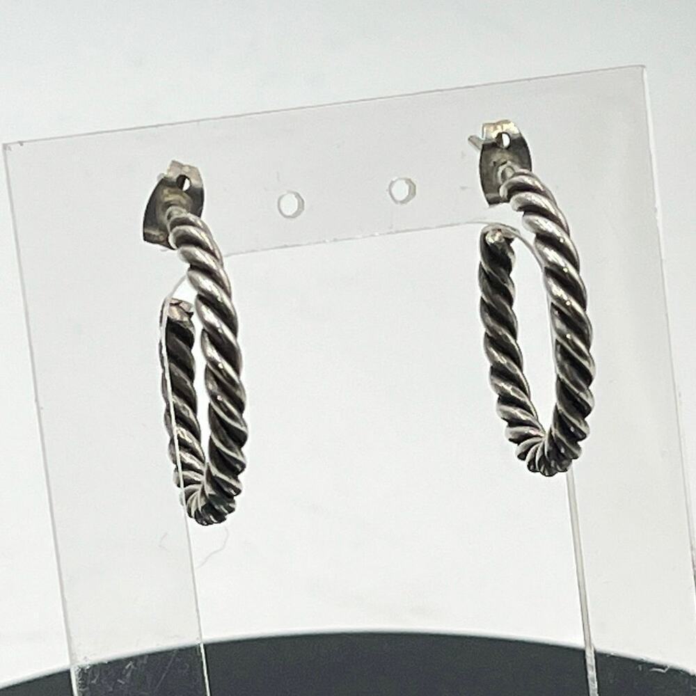 Sterling silver 925 Ribbed Textured Hoop Earrings 2.6mm, 7.6 Grams, 1”‎